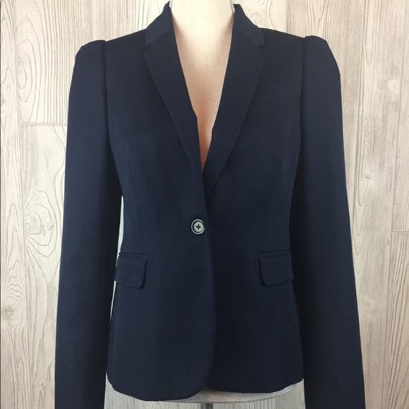 J Crew Navy Cotten Blend Blazer - Picture 1 of 8